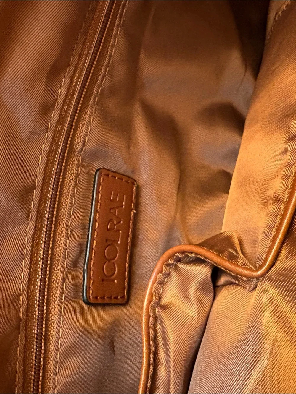 NWT ICOLRAE Cognac Brown Embossed Tooled Tote Bag & Wristlet Set Boho - Picture 7 of 13